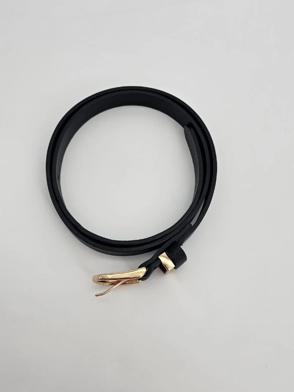 Black Skinny Belt Gold Buckle Women’s Belt